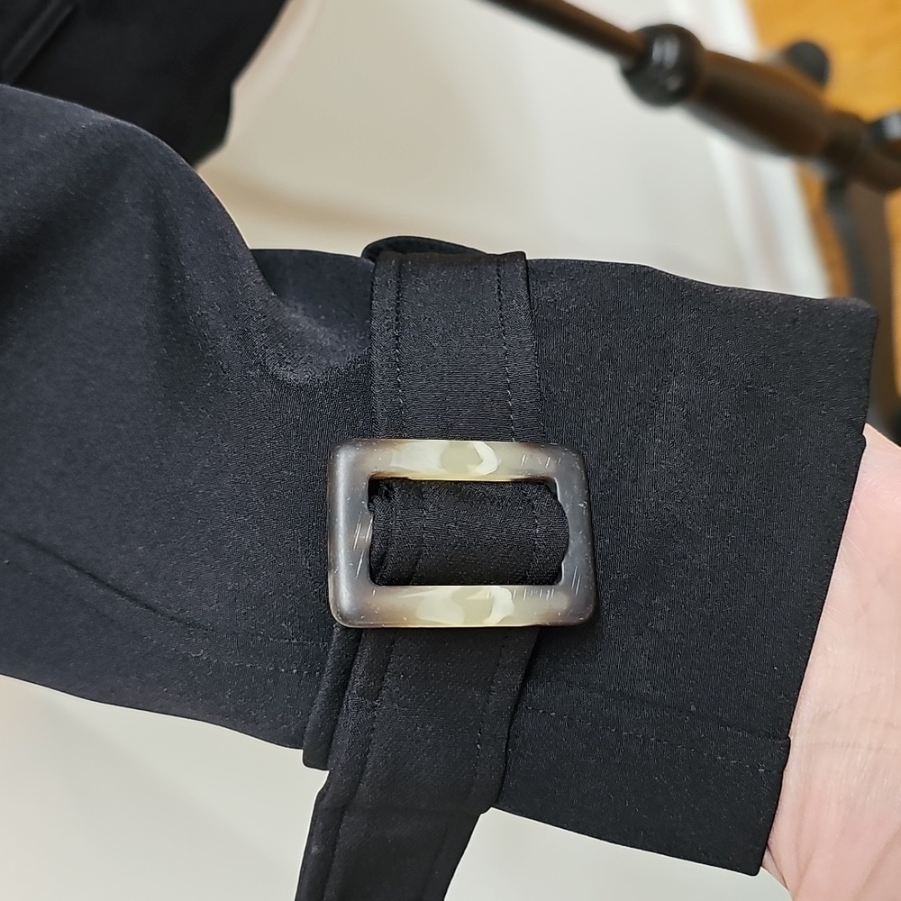 Saodimallsu Black Double-Breasted Jacket, Tortoise Buckles & Buttons, New Sz L - Picture 2 of 12